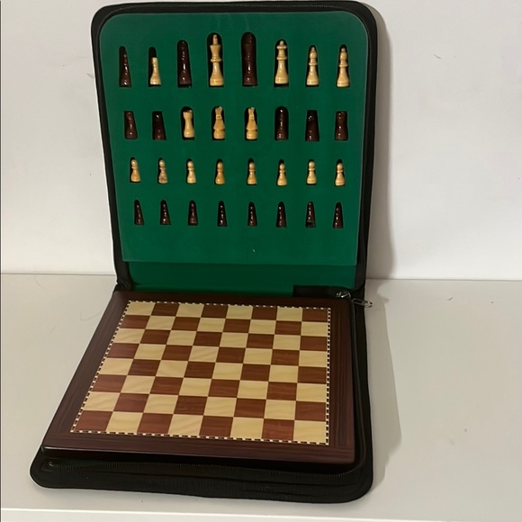 Large Wood Magnetic Travel Chess Set - 10”x 10”